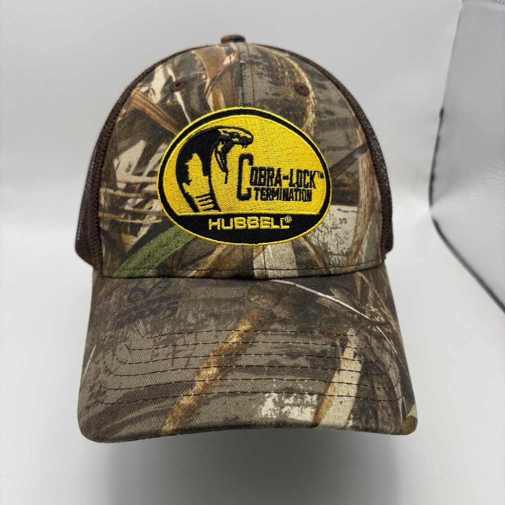 Cap America Cobra-Lock Termination Hubbell Camo Trucker Hat Brown Mesh Snapback